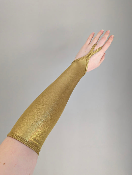 Finger Point Gloves - Gold Hologram - Dazzle Me Dancewear
