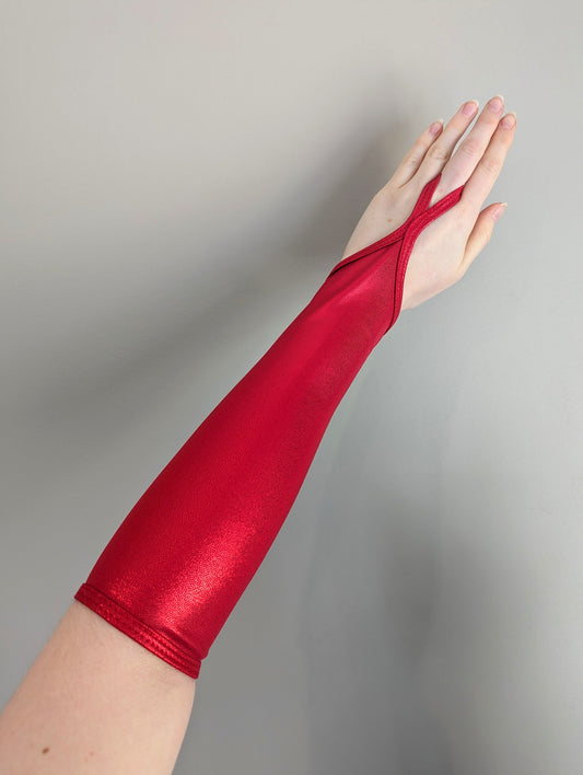 Finger Point Gloves - Red Hologram - Dazzle Me Dancewear
