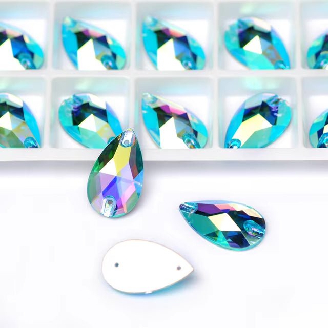 Glass Aquamarine AB Teardrop - Dazzle Me Dancewear