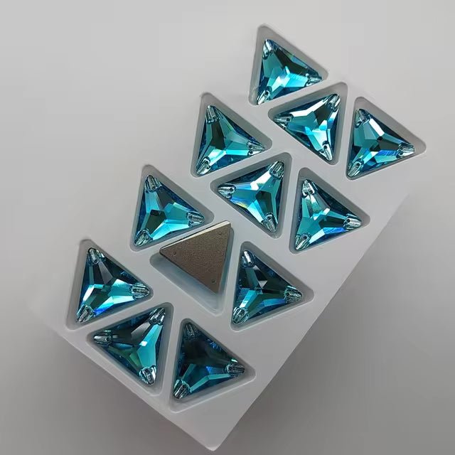 Glass Aquamarine Triangles - Dazzle Me Dancewear