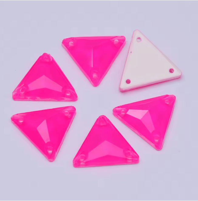 Glass Neon Pink Triangles - Dazzle Me Dancewear