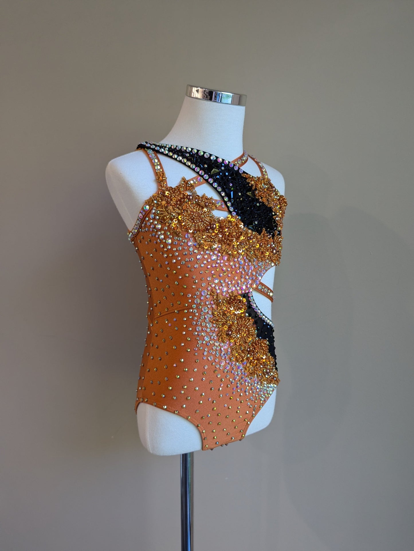 Jaffa Leotard in Copper & Black - Decorated by DMDC