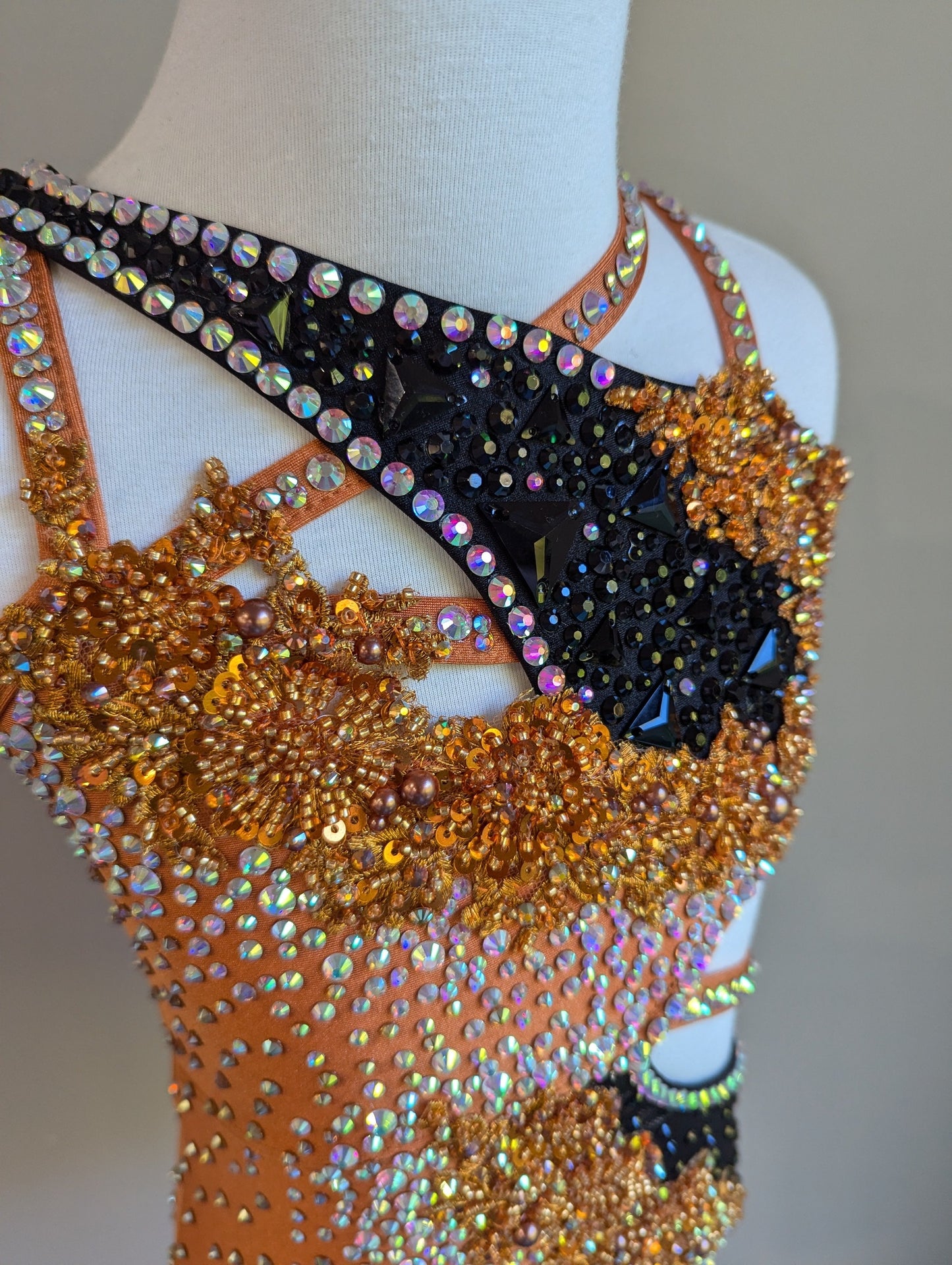 Jaffa Leotard in Copper & Black - Decorated by DMDC