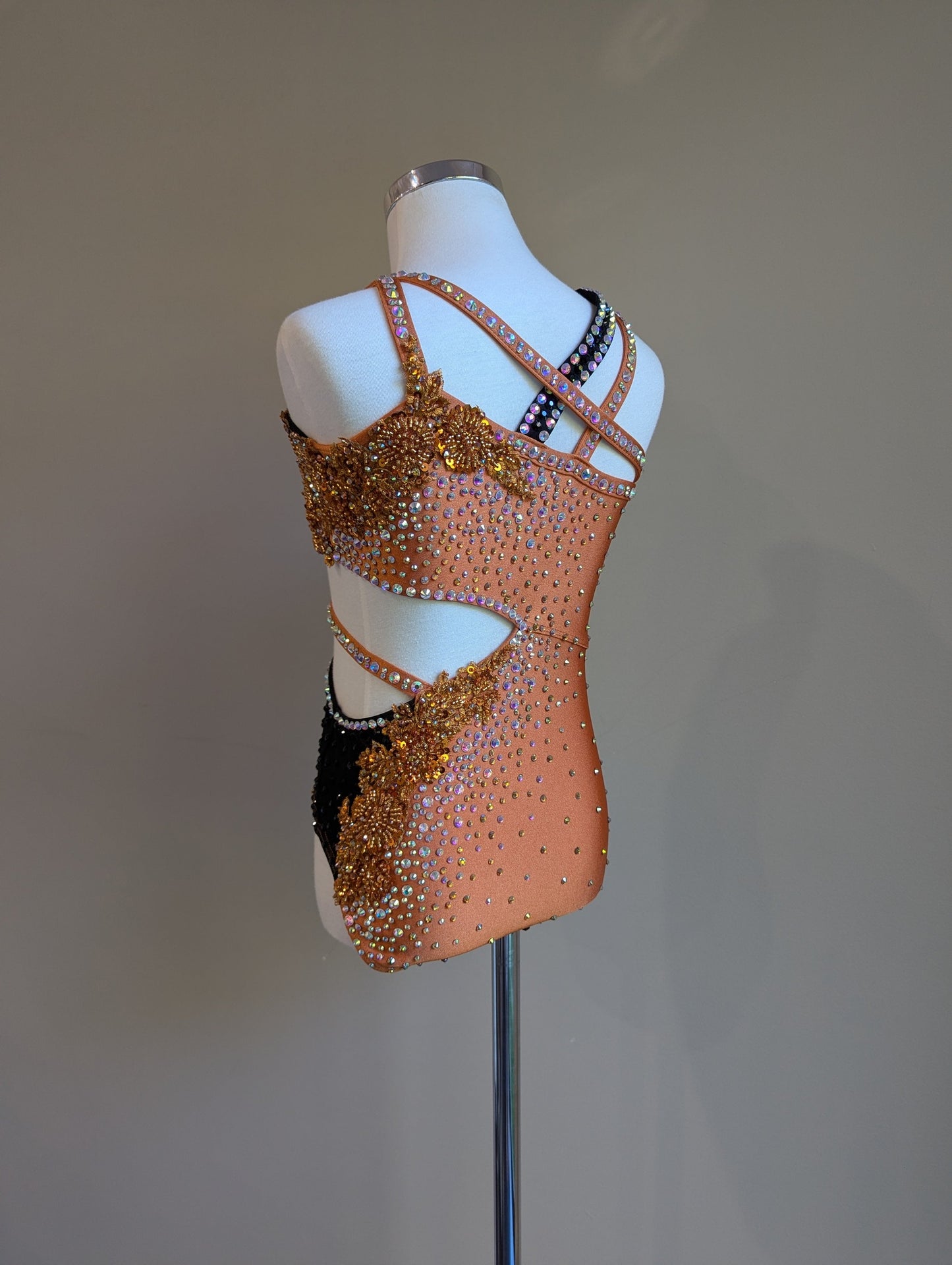 Jaffa Leotard in Copper & Black - Decorated by DMDC