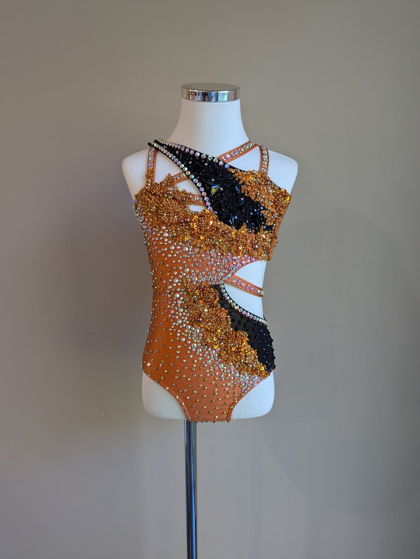 Jaffa Leotard in Copper & Black - Decorated by DMDC