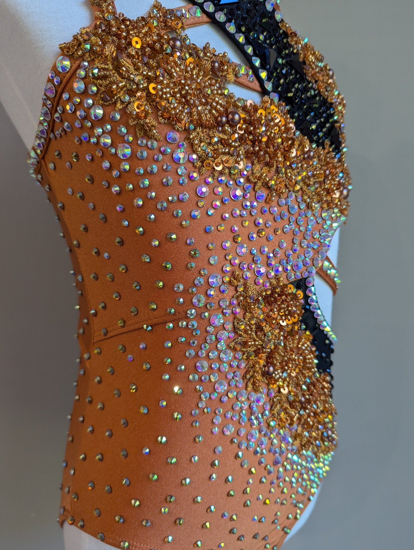 Jaffa Leotard in Copper & Black - Decorated by DMDC
