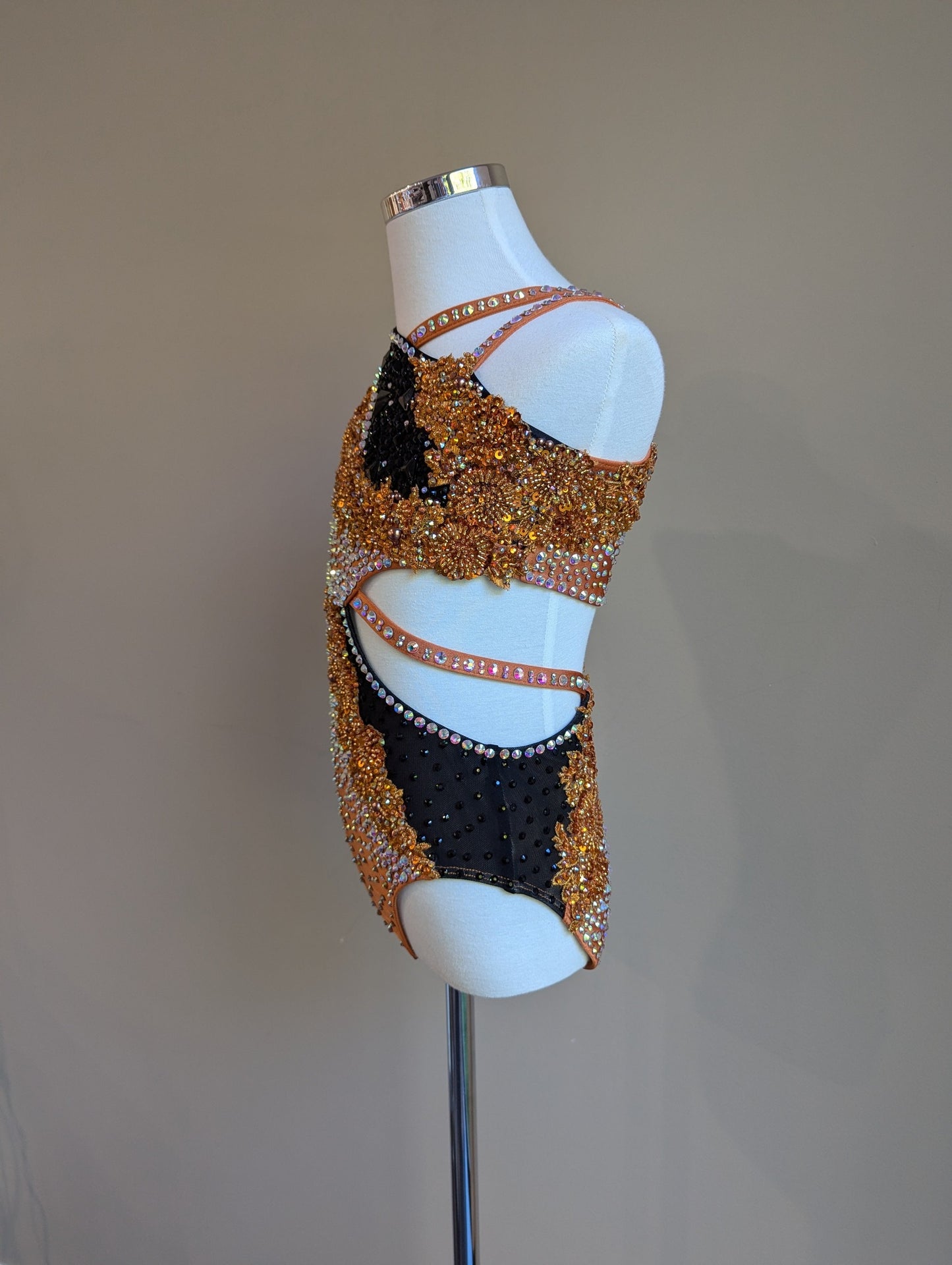 Jaffa Leotard in Copper & Black - Decorated by DMDC
