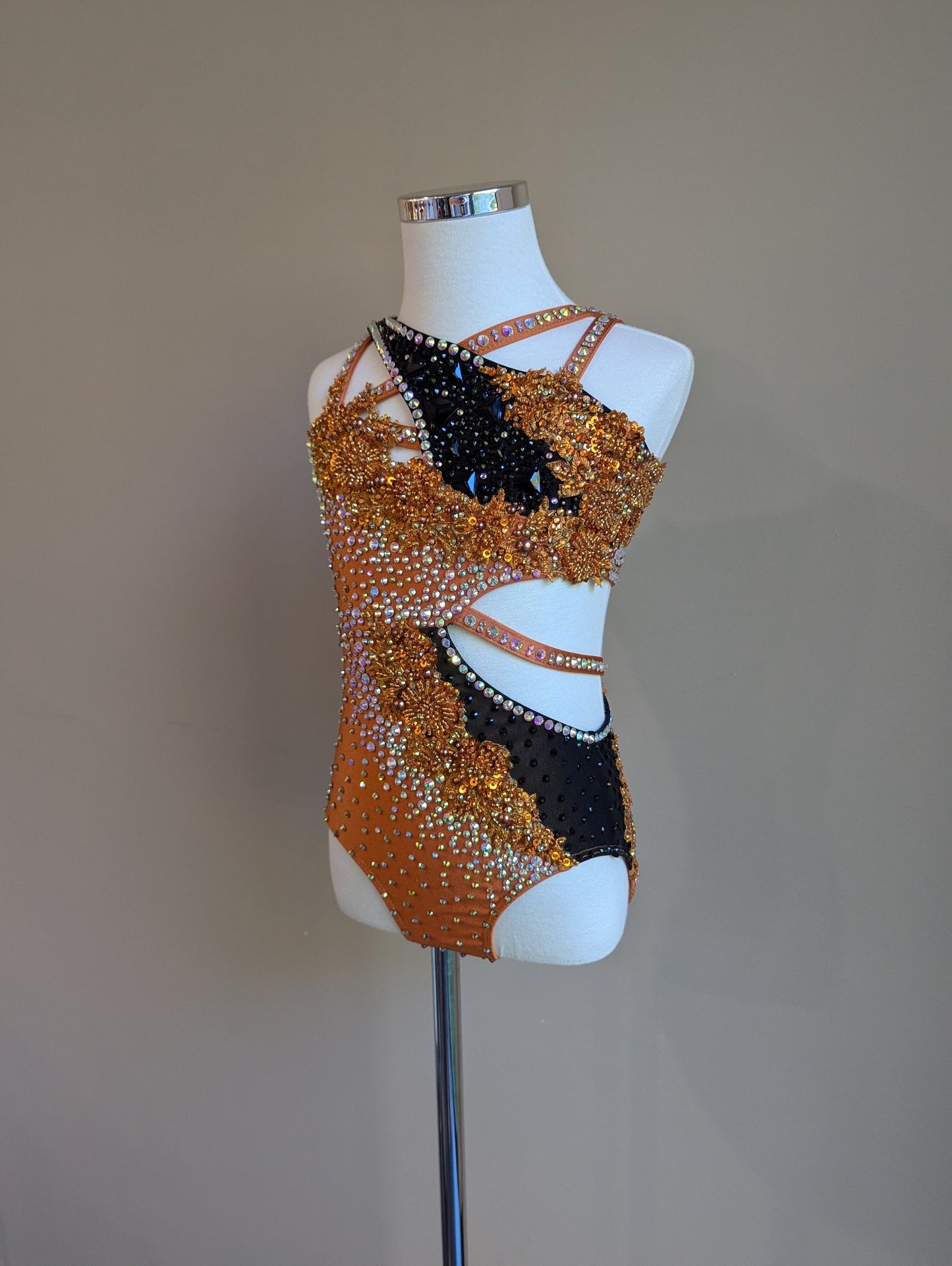 Jaffa Leotard in Copper & Black - Decorated by DMDC