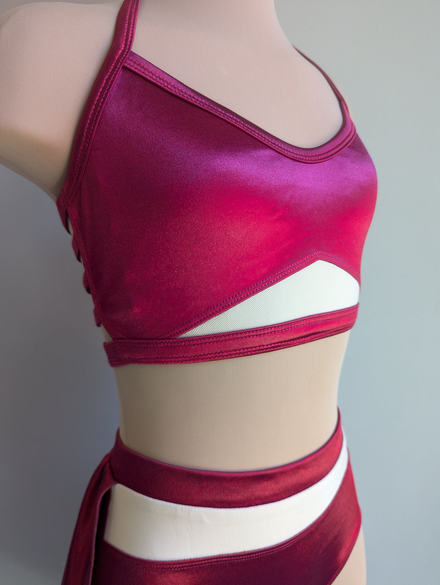 Jasmine Set - Burgundy Satin - Dazzle Me Dancewear