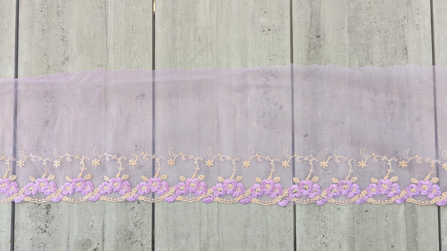 Lilac Border Embroidered Trim - Lot - Dazzle Me Dancewear