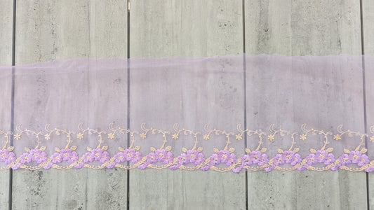 Lilac Border Embroidered Trim - Lot - Dazzle Me Dancewear