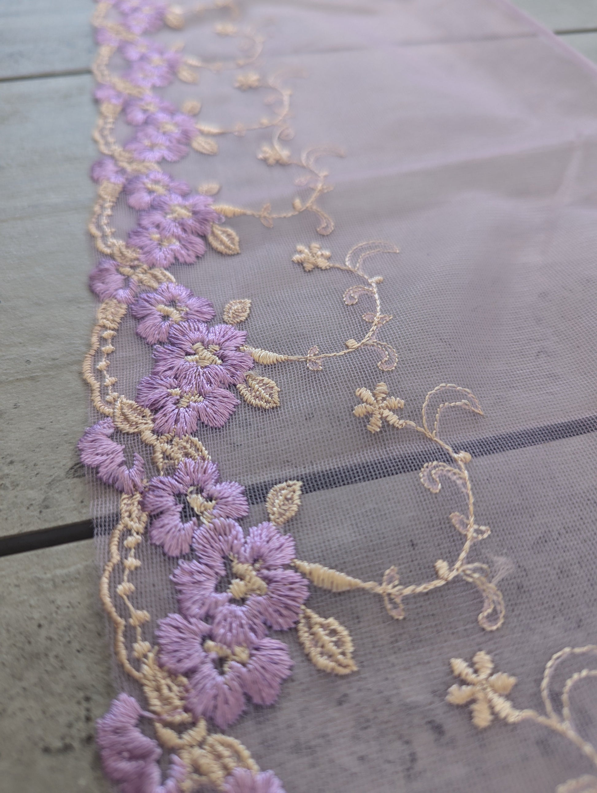 Lilac Border Embroidered Trim - Lot - Dazzle Me Dancewear