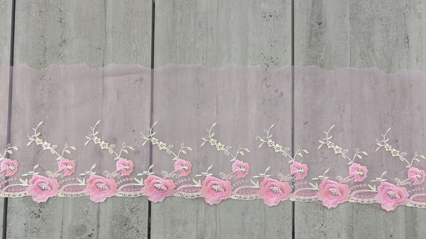 Pink Border Embroidered Trim - Lot - Dazzle Me Dancewear