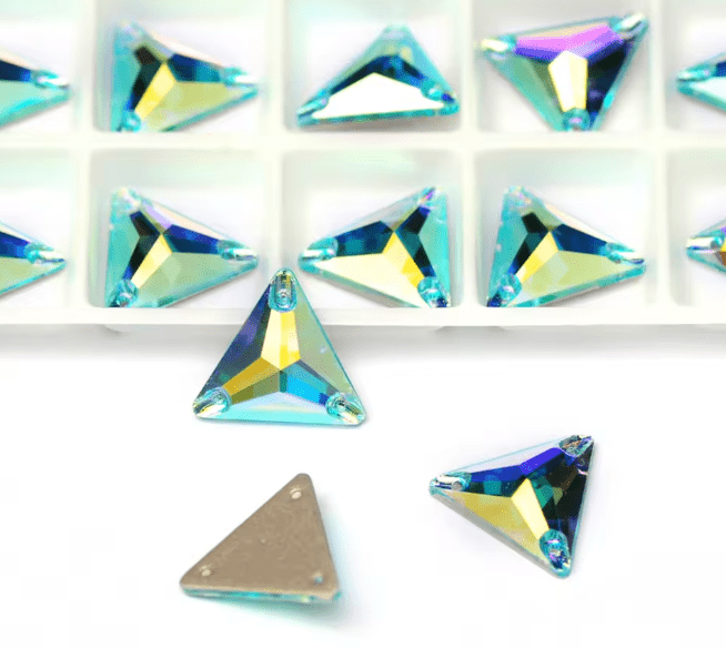 Premium Ultra Glass Aquamarine AB Triangles - Dazzle Me Dancewear