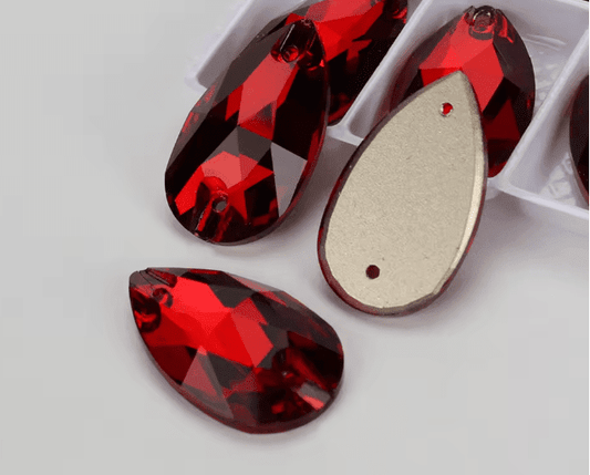 Premium Ultra Glass Dark Siam Tear Drops Rhinestones & Flatbacks