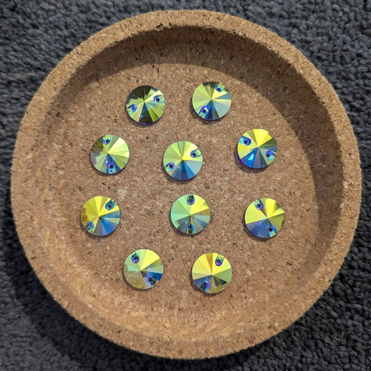 Premium Ultra Glass Light Green Rivoli Rhinestones & Flatbacks