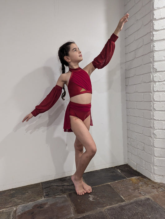 Puff Arm Sleeves - Burgundy 