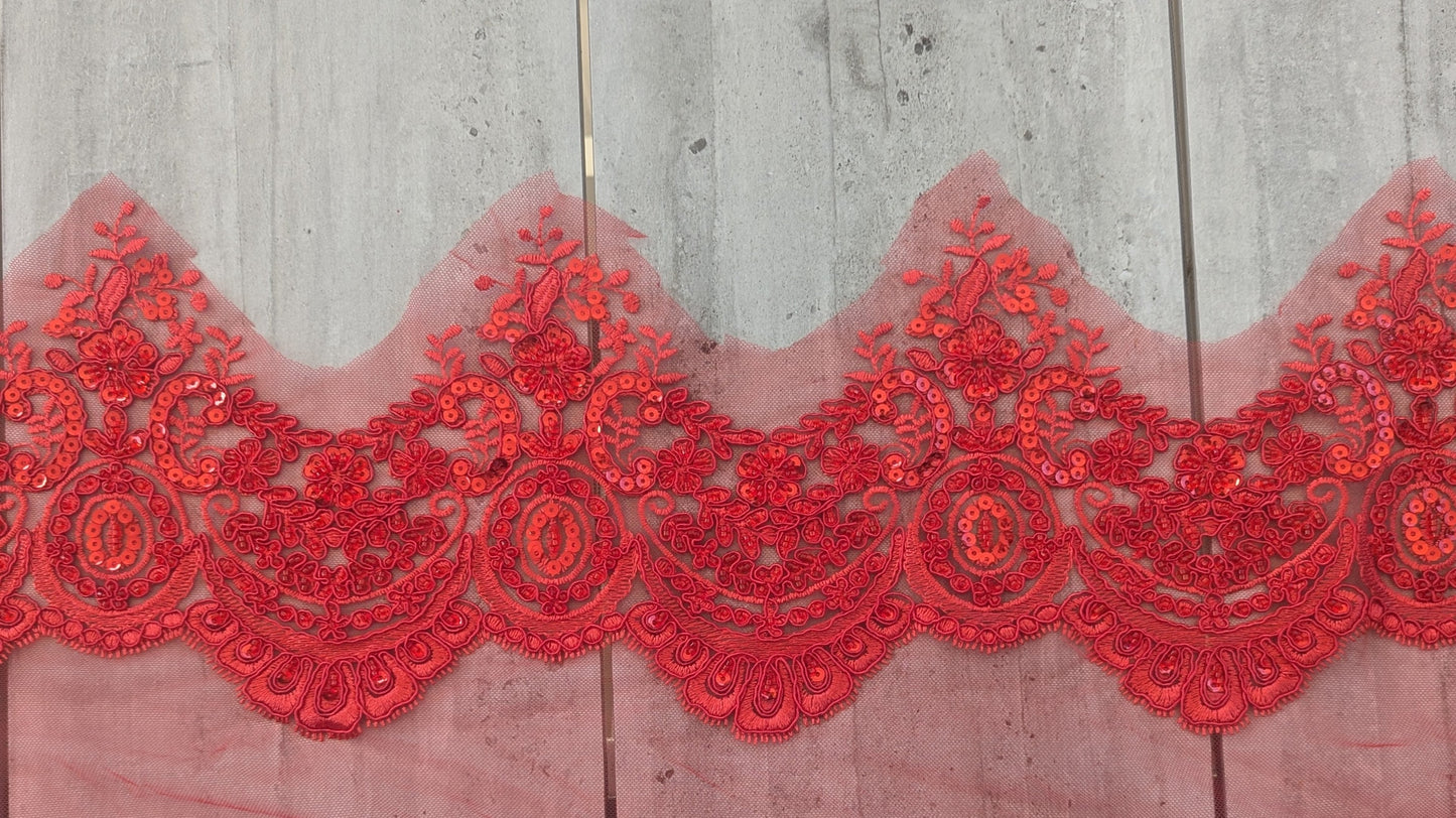 Red Border Lace Trim - Lot - Dazzle Me Dancewear