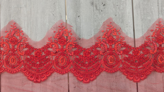 Red Border Lace Trim - Lot - Dazzle Me Dancewear