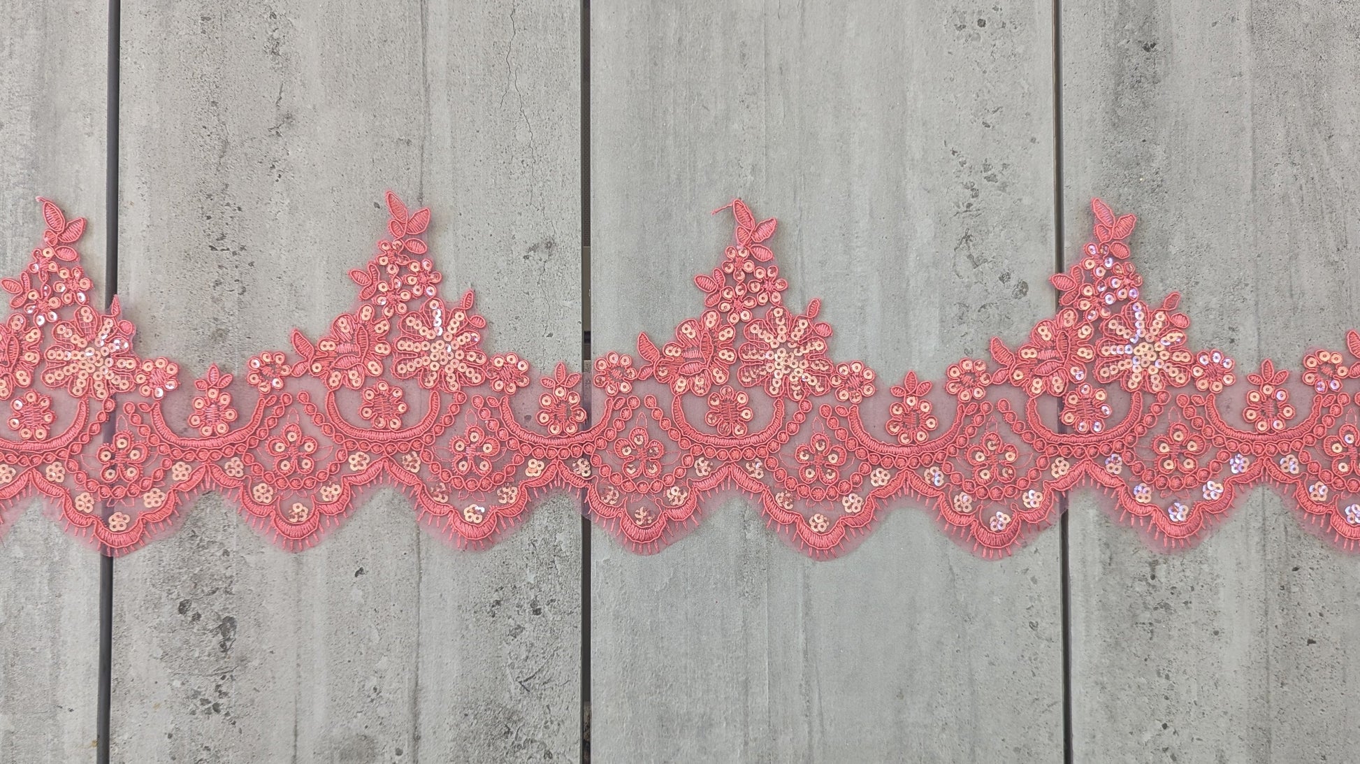 Salmon Border Lace Trim - Lot - Dazzle Me Dancewear