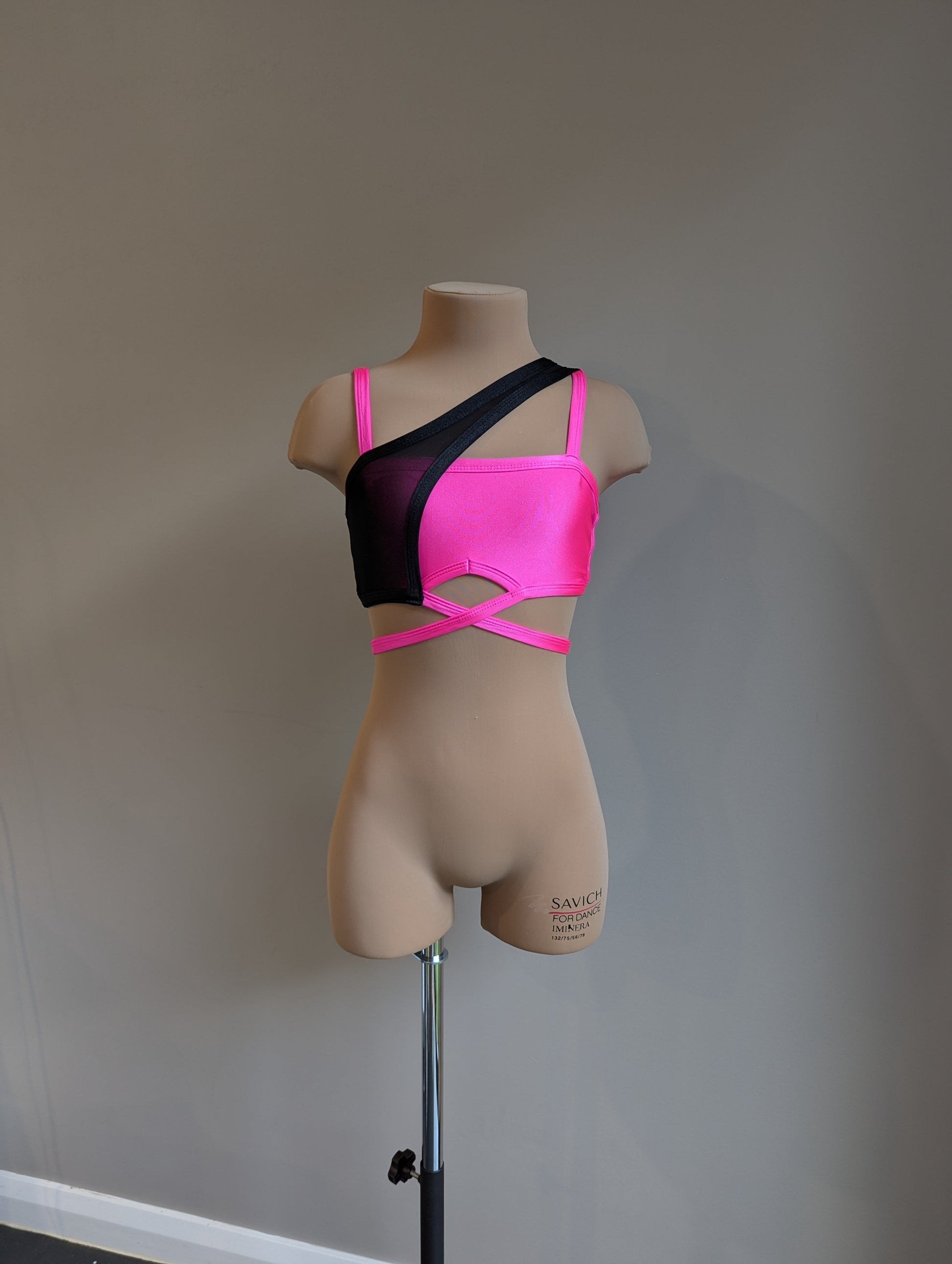 Sassy Side Crop - Pink & Black - Dazzle Me Dancewear