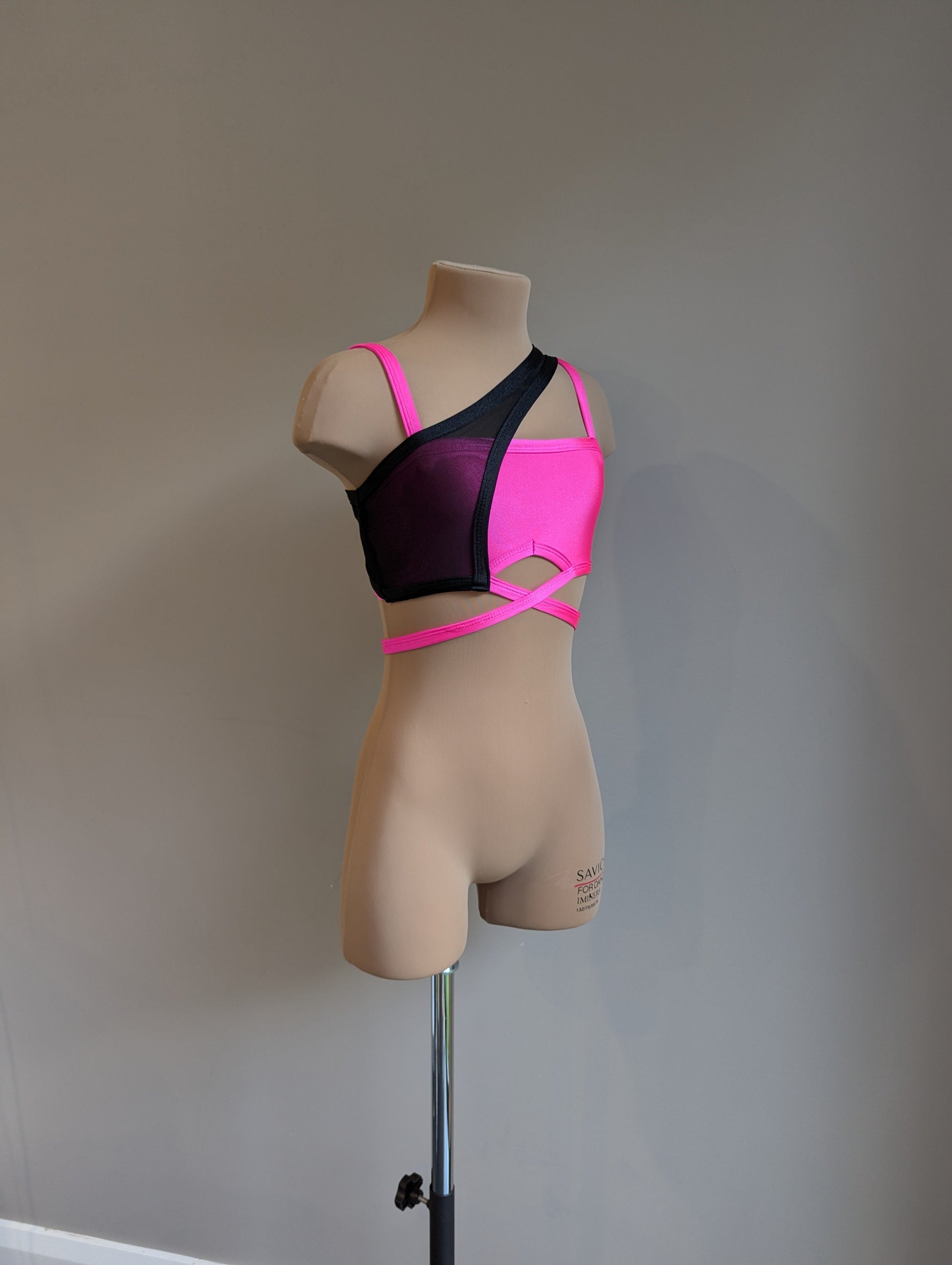 Sassy Side Crop - Pink & Black - Dazzle Me Dancewear