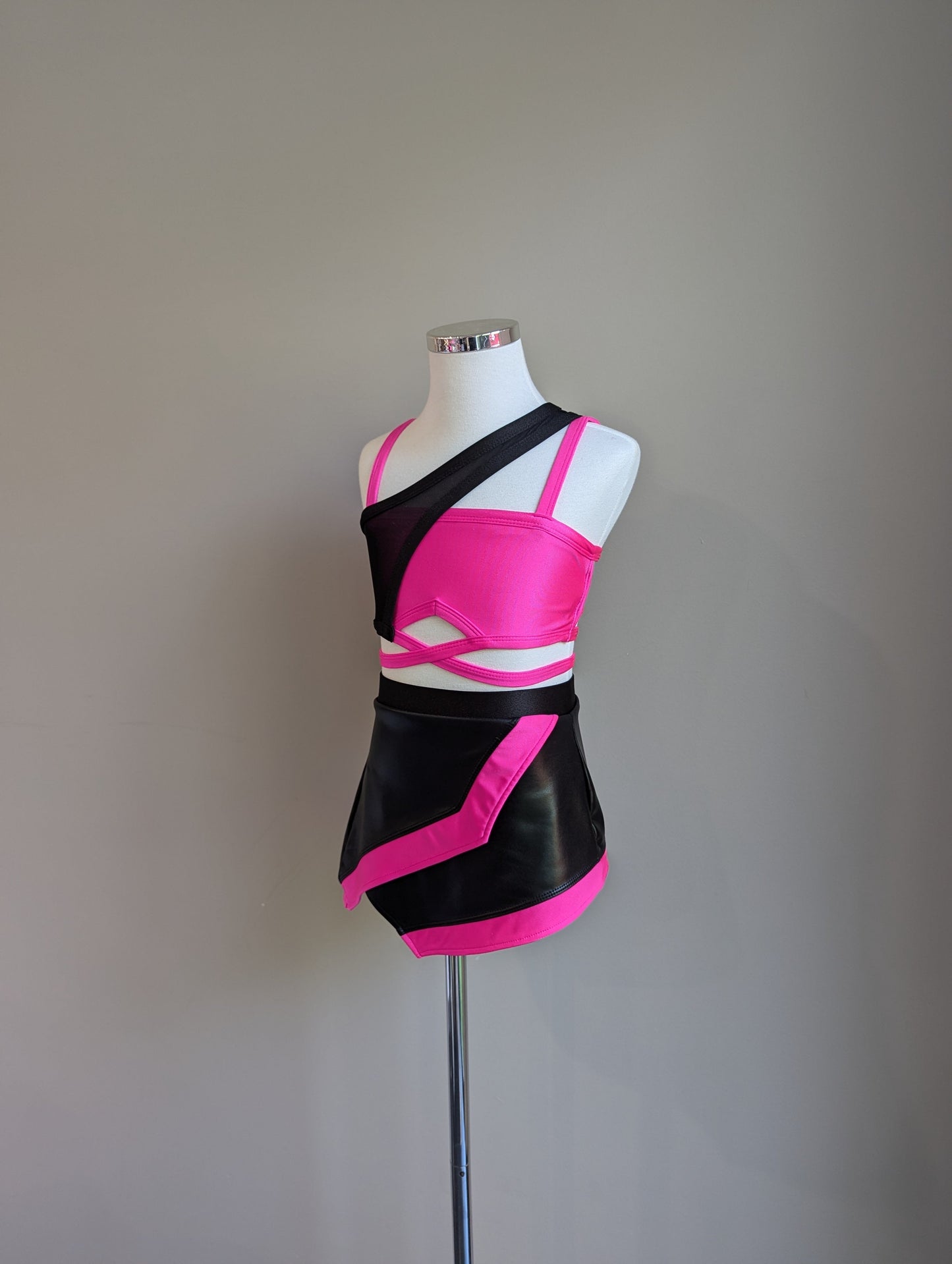 Sassy Side Skirt - Pink & Black - Dazzle Me Dancewear