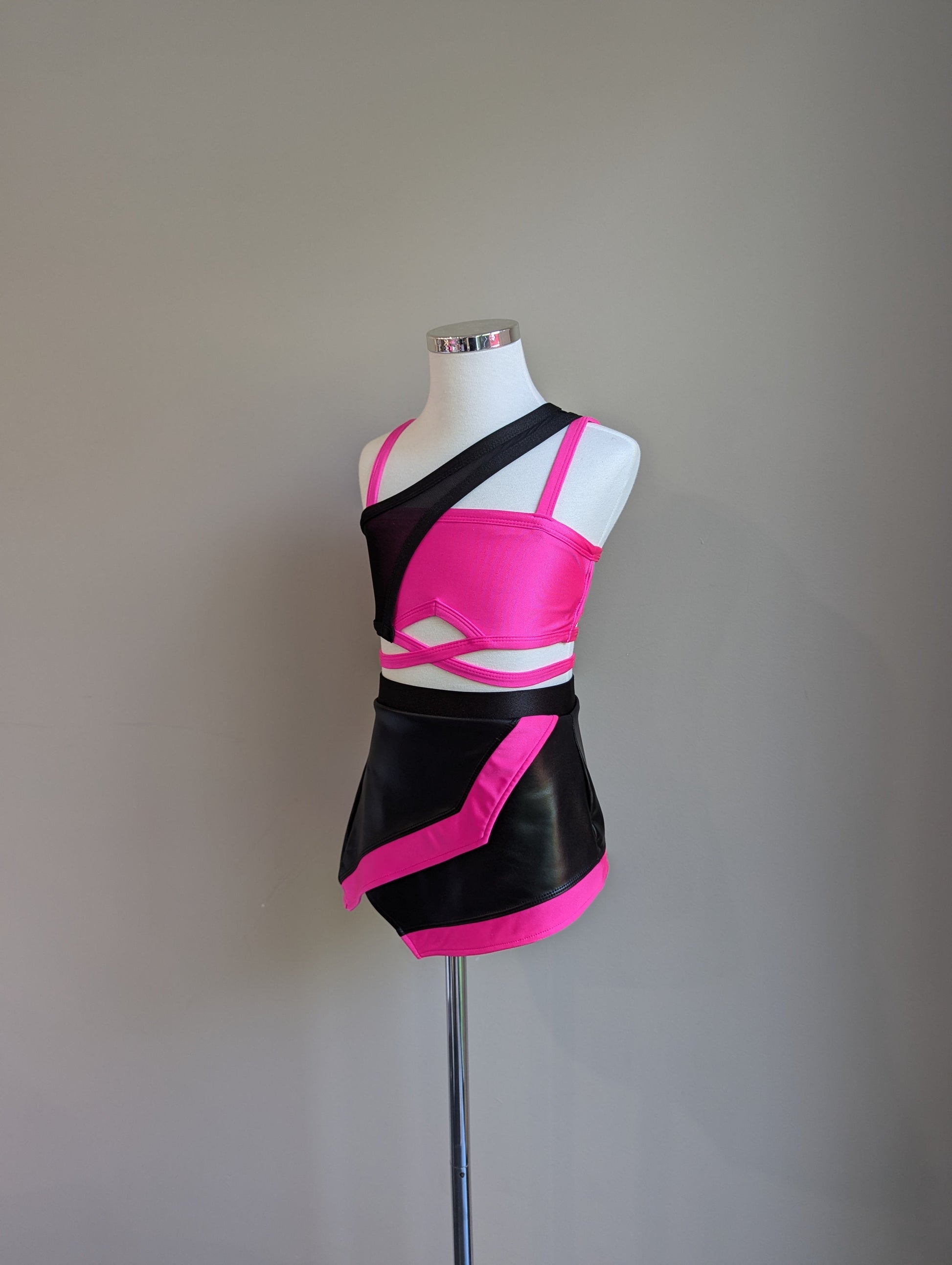 Sassy Side Skirt - Pink & Black - Dazzle Me Dancewear