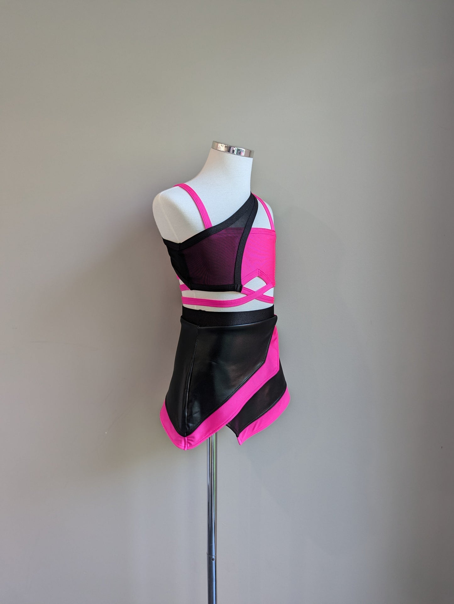 Sassy Side Skirt - Pink & Black - Dazzle Me Dancewear