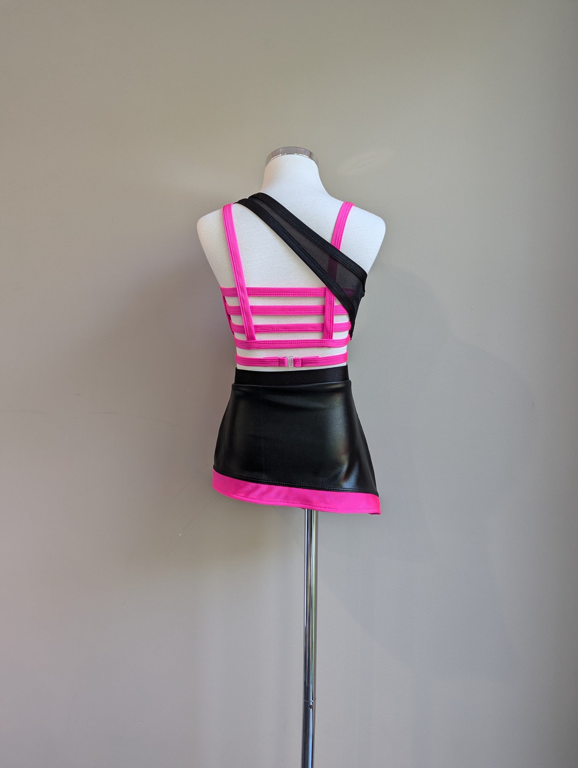 Sassy Side Skirt - Pink & Black - Dazzle Me Dancewear