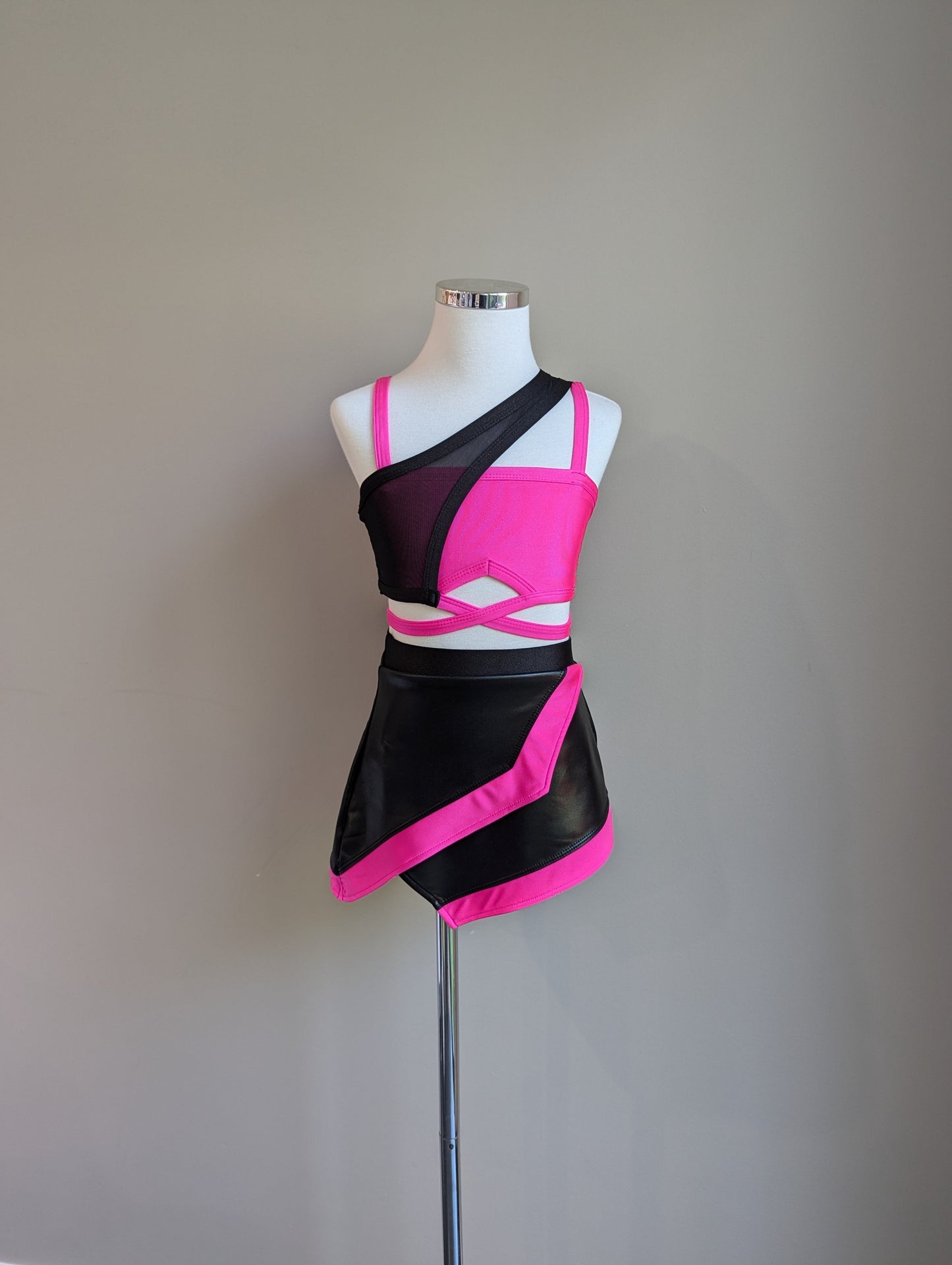 Sassy Side Skirt - Pink & Black - Dazzle Me Dancewear