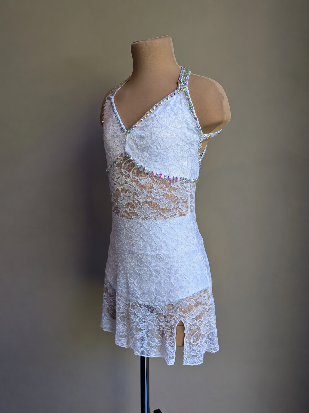White Silhouette 2.0 Slip Dress - Barely There Dazzling by DMDC 