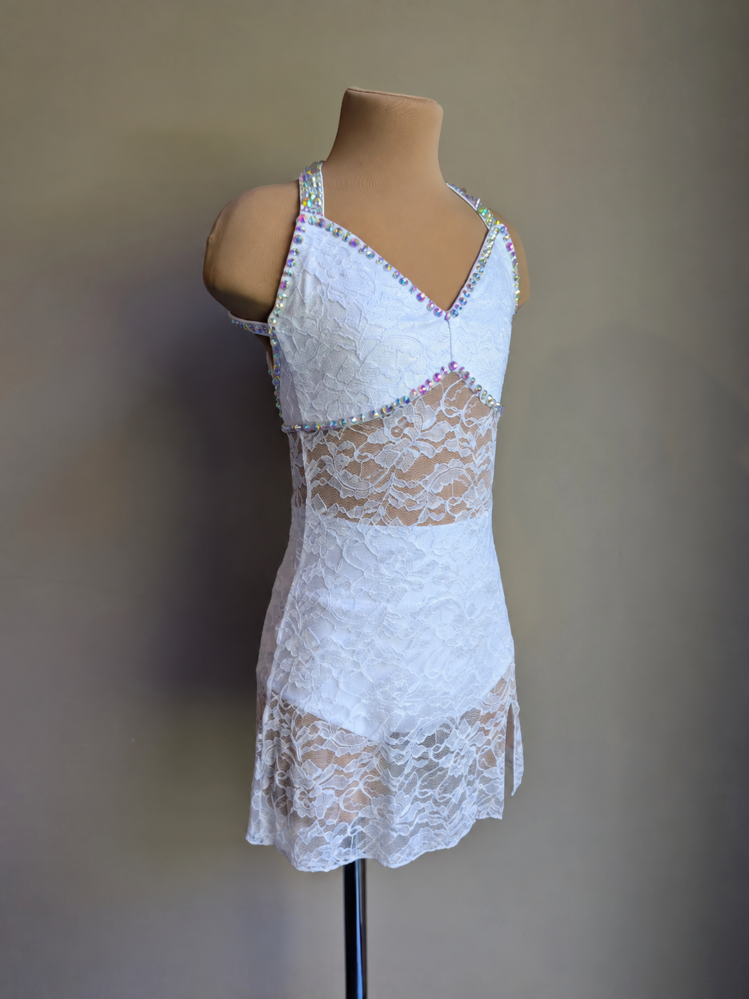 White Silhouette 2.0 Slip Dress - Barely There Dazzling by DMDC 