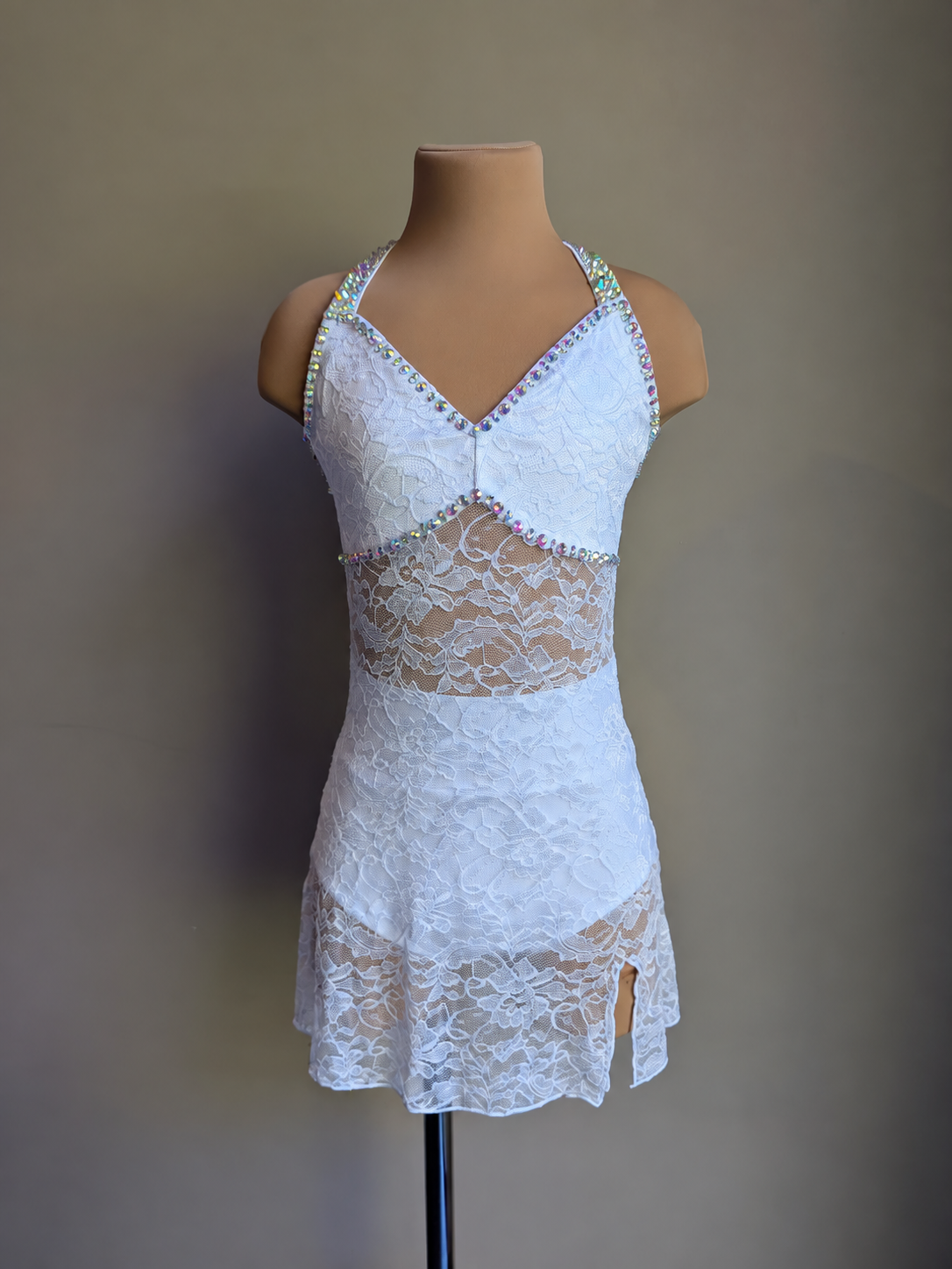 White Silhouette 2.0 Slip Dress - Barely There Dazzling by DMDC 