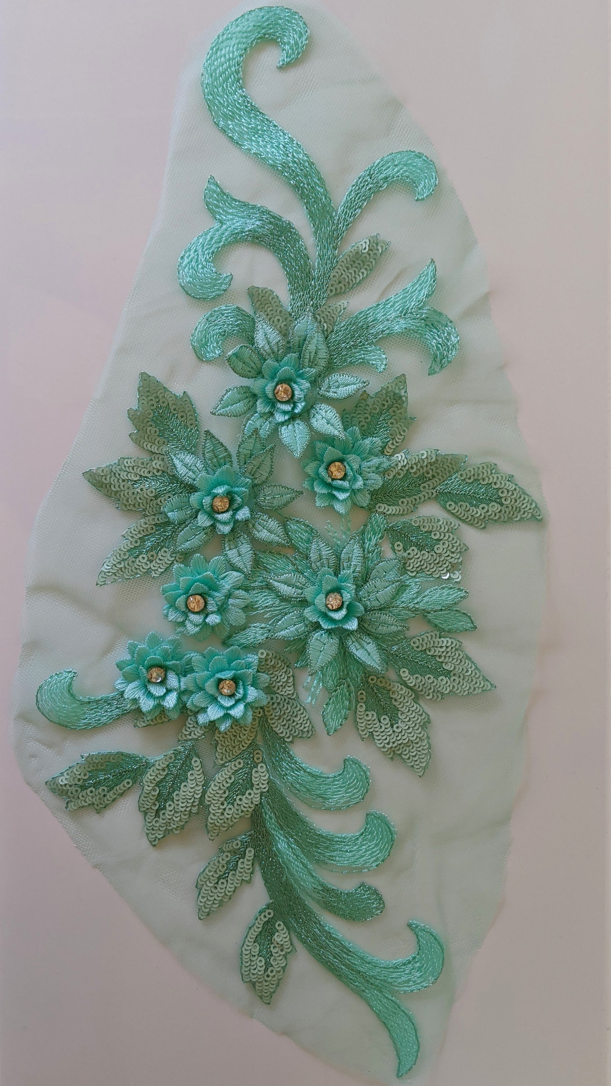 Green on sale lace applique