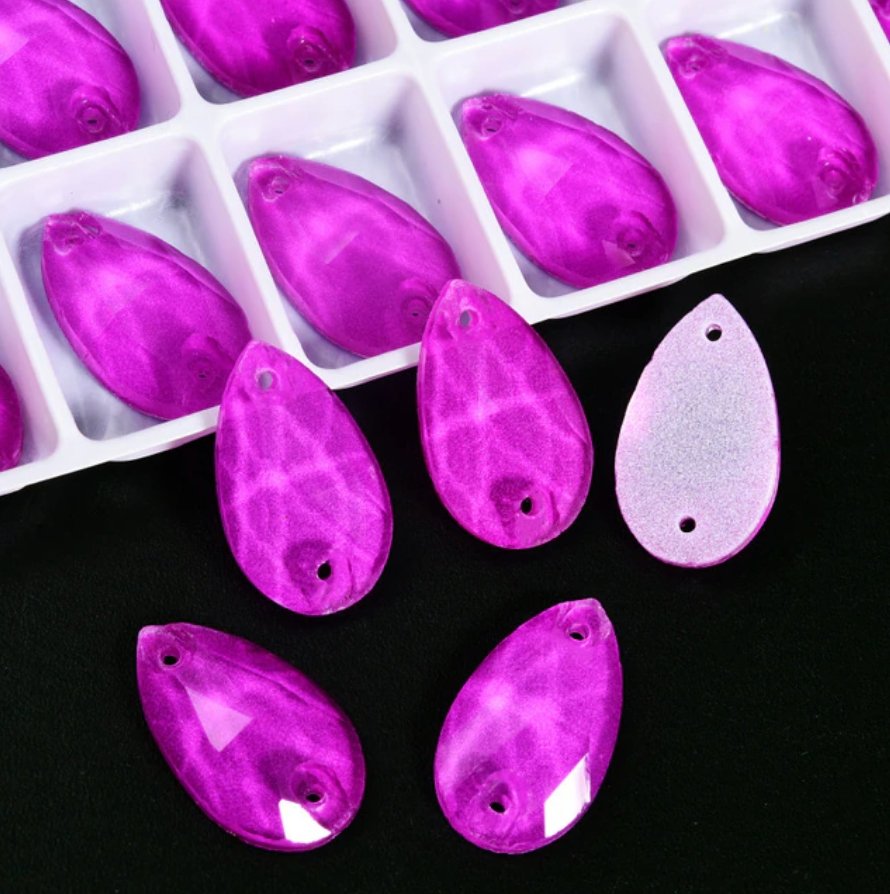 Neon Purple Tear Drops - Glass - Dazzle Me Dancewear