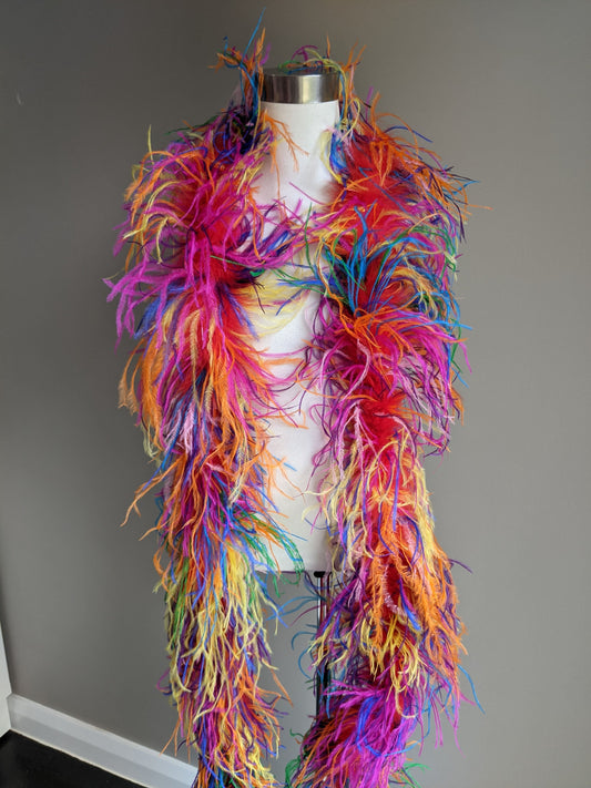 Ostrich Feather Boa 6ply - Rainbow - Dazzle Me Dancewear