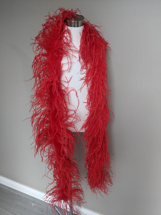 Ostrich Feather Boa 6ply - Red - Dazzle Me Dancewear
